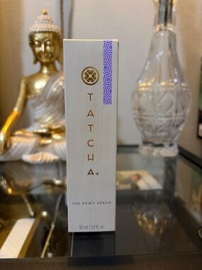 Tatcha Dewy Serum Box - White & Purple with Gold Logo